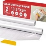 ZENOWICK 2 Rolls Clear Contact Paper Peel and Stick Book Covers for 13.5" x 5" Softcover Books, Clear Adhesive Liner for Hardcover Documents