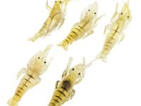 ELECTOMANIA Shrimp Fishing Simulation Soft Prawn Lure Hook Tackle Bait Lures for Bream Bass Flathead Whiting Snapper (Green Yellow), 5Pcs