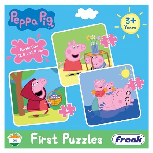 Frank Peppa Pig - Set of 3 Jigsaw Puzzles for Kids for Age 4 and Above | Fun & Educational Brain Booster Puzzle Games for Focus, Memory & Early Learning | Puzzles for Kids | Great Gifts Option