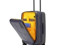MOKOBARA Polycarbonate The Em Cabin Pro Luggage Small Size German Makrolon Poly-Carbonate Hardside 8 Hinimoto Wheels Suitcase Trolley For Travelling (We Meet Again Sunray) 56 Cm, Black