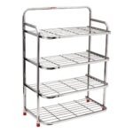 Metalac 4-Tier Stainless Steel Organiser for Kitchen | Wall Mounted Shoe Rack (68x50x25) cm