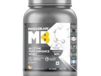 MuscleBlaze Biozyme Performance Whey Protein Powder, Magical Mango (1kg / 2.2lbs) | 25g Protein Per Scoop | Clinically Tested 50% Higher Protein Absorption