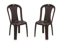 Nilkamal Mid Back Chair CHR 4002 | Chair for Living Room, Bed Room, Kitchen, Office Room, Outdoor| 100% Polypropylene Stackable Chair | (Weather Brown, Set of 2)