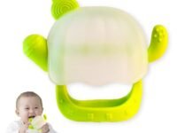 SHALLWIN Wearable Silicone Teether For 6 To 12 Months Baby (Cactus) For Infants, Never Drop, Washable,Bpa Free Sucking Needs, Pain Relief Baby Toys And Pacifier (Green Translucent - Pack Of 1)