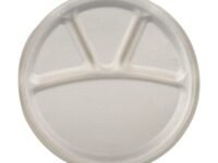 San Pareil, Paper Plates with 4 Sections, Biodegradable, Eco Friendly, Leak Proof, one time Usage, Disposable, Set of 10, Off White, 11.5 inch Diameter