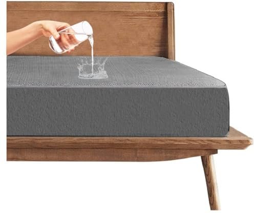 Trance Cotton Feel Terry 80 x 60 inch Ultra Soft Waterproof Mattress Protector | Breathable - Hypoallergenic Fitted Style Mattresses Cover (80x60 inch | 6.66x5 feet, Grey - Pack of 1)