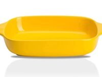 Trifecta Ceramics baking dish Matte-colored rectangular casserole dish with Handle for Oven Ceramic Baking Pan Lasagna Casserole Pan Individual Bakeware 9x5 inch (Yellow Pack - 1)