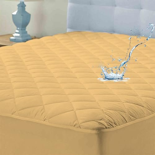 Ayka Waterproof Cotton Quilted Mattress Protector King Size Breathable Hypoallergenic Noiseless Ultra Soft Fitted Bed Protector 72x72 inch Mattress/Bed Cover (King 72x72 inch | 6x6 ft, Beige)