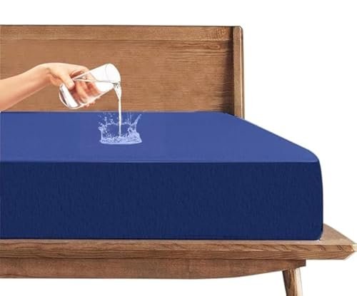 Trance Cotton Feel Terry Ultra Soft Waterproof Mattress Protector | Breathable - Hypoallergenic Mattresses Cover (75x72 inch | 6.25x6 feet, Classic Blue - Pack of 1)