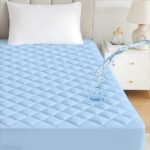 Ayka Waterproof Double Size 72x48 inch Cotton Quilted Mattress Protector Breathable Hypoallergenic Noiseless Ultra Soft Elastic Fitted Bed Protector Mattress/Bed Cover (Blue, Double (72 * 48"))