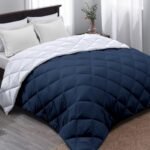 AYKA Reversible Comforter 220 GSM Microfiber Reversible AC Comforter/Blanket for Winter/Quilt/Duvets for Queen Size Single Bed Comforter (60 * 90, Navyblue & White)| TC - 220