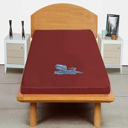 Trance Cotton Feel Terry Ultra Soft Waterproof Mattress Protector | Breathable - Hypoallergenic Mattresses Cover (75x36 inch | 6.25x3 feet, Maroon - Pack of 1)