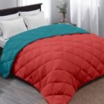 AYKA Reversible Comforter 220 GSM Microfiber Reversible AC Comforter/Blanket for Winter/Quilt/Duvets for King Size Single Bed Comforter (60 * 90, Teal & Red)| TC - 220