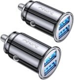 AINOPE 2 Pack Fast Mini Car Charger Adapter, 4.8A Metal Cigarette Lightter USB Car Charger Flush Fit, Dual Port Fit for iPhone 16 15 14 13 12 Pro Max 8 Plus XR, SamsungGalaxy S24/23/10, iPad, Silver