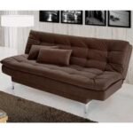 AMATA Eagle 3 Seater Sofa Cum Bed Brown Suede velevt Fabric with Two Cushions Perfect for Home Living Office Room and Guests (Brown, Medium)(3 Year Warranty)