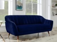 AMATA Marino 3 Seater Royal Blue Suede Velvet Fabric Sofa with Two Cushions Perfect for Home Office Guests Living Room (3 Seater, Royal Blue)(3 Year Warranty)