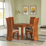 Adichwal Furniture Solid Sheesham Wood 4 Seater Dining Table Set with Cushioned Chairs for Dining Room | Living Room | Home & Office | Hotels Restaurant & Cafe (4 Seater, Honey B)