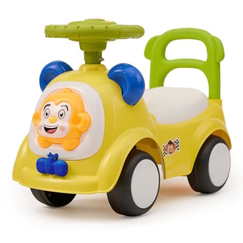 Amazon Brand - Jam & Honey Ride-on Car for Kids | for 24+ Months | Push Car with Backrest | Under Seat Storage | Indoor or Outdoor Toy | BIS Approved | Safe and Fun Toy (Yellow)