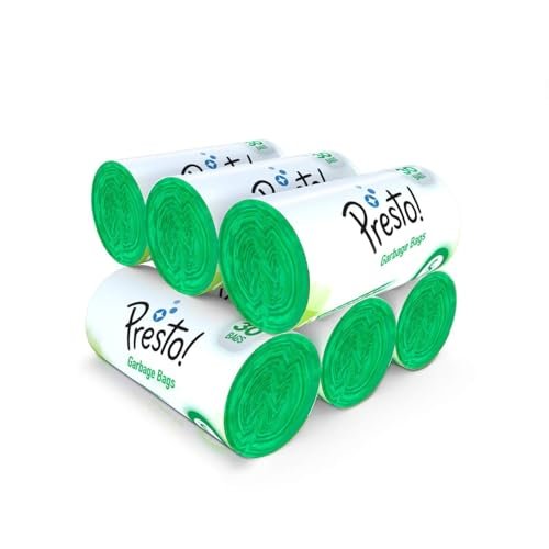 Amazon Brand - Presto! Garbage Bags | Small | 180 Count | 30 Bags X 6 Rolls | 17 X 19 Inches | For Wet Waste | Green
