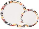 Amazon Brand - Solimo Melamine Printed Dinnerware Set ( White , 18 Pieces)