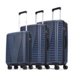 Aristocrat Airpro 3 Pc Set Cabin 55cm(Small) Check-in 66cm(Medium) Check-in 75cm(Large) 8 Wheels Spinner Trolley Bags, Hard Case Luggage, Lightweight Bag & Combination Lock|7 Years Warranty (Blue)