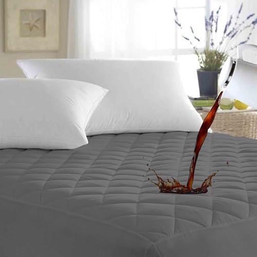 Ayka Waterproof Cotton Quilted Mattress Protector King Size Breathable Hypoallergenic Noiseless Ultra Soft Fitted Bed Protector 72x72 inch Mattress/Bed Cover (King 72x72 inch | 6x6 ft, Grey)