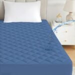 Ayka Waterproof Double Size 72x48 inch Cotton Quilted Mattress Protector Breathable Hypoallergenic Noiseless Ultra Soft Elastic Fitted Bed Protector Mattress/Bed Cover (Med Blue, Double (72 * 48"))