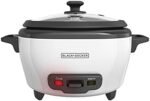 BLACK+DECKER 6-Cup Rice Cooker, RC506, 3-cup Uncooked Rice, Steaming Basket, Removable Non-Stick Bowl, One Touch