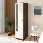 BLUEWUD Andrie Engineered Wood Single Door Wardrobe/Clothes Storage Rack Organizer Almirah Cupboard with Shelves for Bedroom Home Furniture (Wenge & White)
