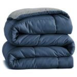 BSB HOME Microfiber Reversible AC Comforter/Blanket for Double Bed | Ultra Soft & Dual Colour All Weather Duvet |Aqua & Dark Blue, 200 GSM, 90 x 100 inches