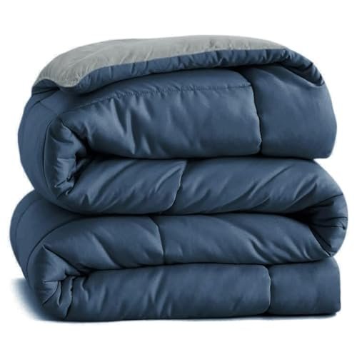 BSB HOME Microfiber Reversible AC Comforter/Blanket for Double Bed | Ultra Soft & Dual Colour All Weather Duvet |Aqua & Dark Blue, 200 GSM, 90 x 100 inches