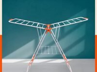 Bathla Foldable Clothes Drying Stand - Neo | 26 Drying Rails - 45 Feet Drying Length | Lightweight, Alloy Steel | Bright Orange | 2 Year Warranty