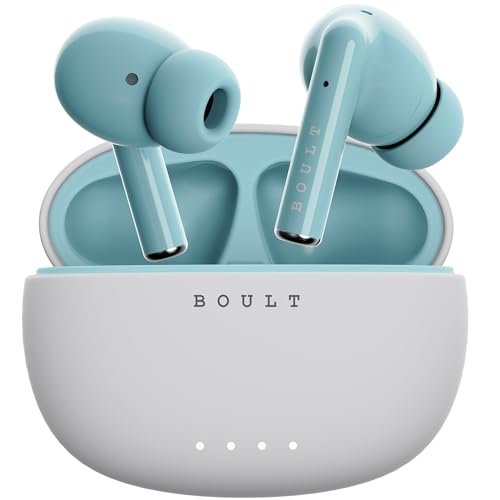 Boult W20 Truly Wireless in Ear Earbuds with 40H Playtime, Zen™ ENC Mic, 45ms Low Latency, 13mm Bass Drivers, Type-C Fast Charging, Made in India, Touch Control, IPX5 Ear Buds TWS (Glacier Blue)