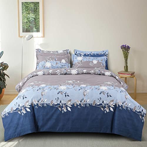 DECOMIZER Super Soft Glace Cotton King Size Double Bed Reversible AC Comforter || Blanket || Duvet || Dohar for All Seasons/Weathers - Pack of 1 - Navy Grey Patta, 300 TC