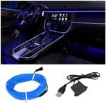EL Wire Interior Car LED Strip Lights, USB Car Neon Light Strip with Sewing Edge, 16FT Neon Light 5V with Fuse Protection, Electroluminescent Car Indoor Decorations (Blue)