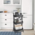 EMNDR 3-Tier Kitchen Storage Trolley Rack with Caster Wheels Rolling Cart Metal Utility Space Saving Home Storage Organizer Racks with Wheel