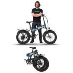 EMotorad Doodle Pro Fat-Tire Foldable Electric Mountain Bike – 250W Rear Hub Motor, 12.75Ah Removable Li-ion Battery, C6+ Display, Front/Rear Lights with Side Indicators (Doodle Pro, Military Blue)