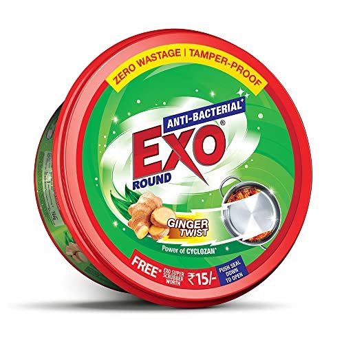 Exo Round Dishwash Bar 700gm | Complete Dishwashing Solution With Anti-Bacterial Efficacy & Goodness of Ginger Remove Tough Grime Stains With Ease | Experience Hygienic & Superior Cleaning