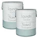 Fun Homes Pack of 2 Non Woven 45L Laundry Bag with Handle | Cloth Separator Washing Bags for Washing Machine | Jute Print Laundry Basket for Lingeries & Delicate Fabrics | Grey