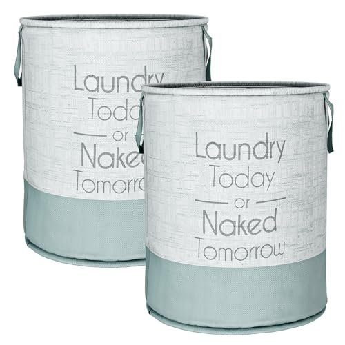 Fun Homes Pack of 2 Non Woven 45L Laundry Bag with Handle | Cloth Separator Washing Bags for Washing Machine | Jute Print Laundry Basket for Lingeries & Delicate Fabrics | Grey
