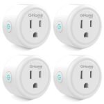 GHome Smart Mini Plug Compatible with Alexa and Google Home, WiFi Outlet Socket Remote Control with Timer Function, Only Supports 2.4GHz Network, No Hub Required, ETL FCC Listed (4 Pack), White