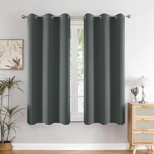 HOMEMONDE Blackout Curtains 5 Feet Set of 2 - Thermal Insulated, Noise Reduced Window Curtain, 71% Room Darkening - Grey (60 Inches, 152.4L x 118W CM)