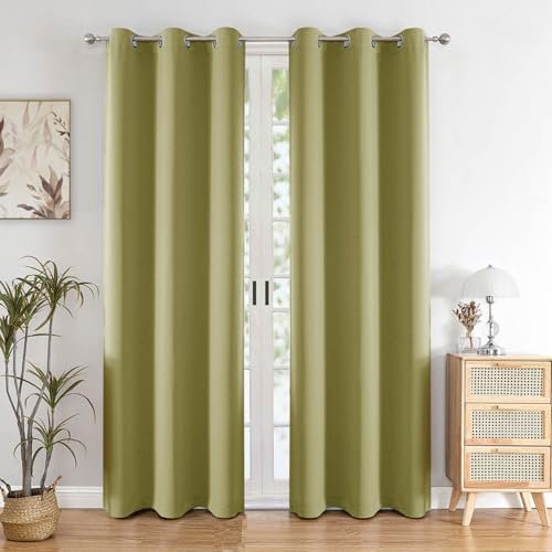 HOMEMONDE Blackout Curtains 5 Feet Single Pcs - Thermal Insulated, Noise Reduced Window Curtain, 71% Room Darkening - Avacado Green (60 Inches, 152.4L x 118W CM)