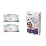 Himalaya Gentle Baby Wipes - 72 Pieces (Pack of 2) & Himalaya Baby Small Diapers (54 Count)