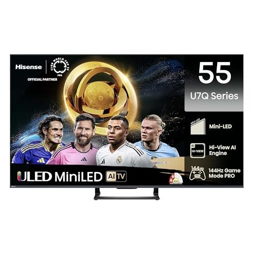 Hisense 139 cm (55 inches) U7Q Series 4K Ultra HD Smart QLED Mini LED TV 55U7Q (Black)