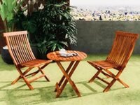 Home furniture Wooden Patio Dining Set Foldable 2 Chair and Round Table for Balcony Garden Indoor Outdoor Terrace Furniture