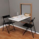 INVISIBLE BED Engineered Wood Wall Mounted Foldable Space Saving Dining,Computer, Study Table,Desk For Adults (Material: MDF, Color: Dessert Walnut & Glossy White Top, Size : 25.74 X 36 X 39 Inches)