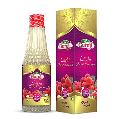 Jai Guruji Litchi Fruit Squash Sharbat Instant Refreshing Drink For Summer (Mix with Water or Soda) 750ml