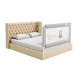 Kids Station Baby Bed Rail Guard for Baby Safety - Sturdy and Adjustable Height - Portable Single Side Bed Rail for Infant & Toddler's Safety - Toddler Product - 5ft or 150cm (1 Side, Grey)