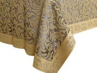 Kuber Industries 4 Seater Center Rectangular Table Cover|Leaf Design & Cotton Material (Gold)-KUBMART15501